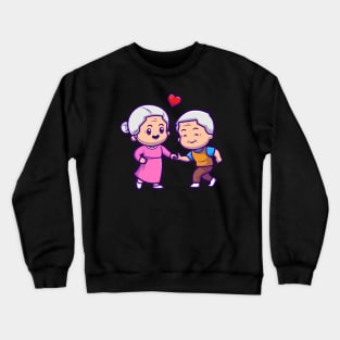 Cute Grandparents Couple Dancing Cartoon Crewneck Sweatshirt